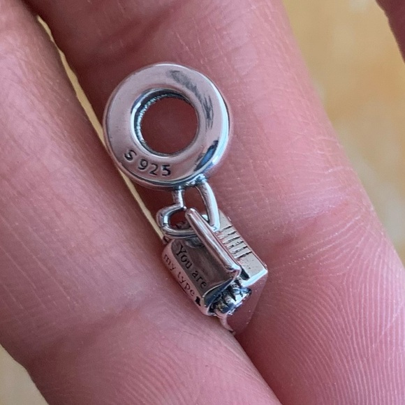 NWOT You are my type Typewriter Dangle Charm w/ Pink Enamel & Sterling Silver - Picture 10 of 10